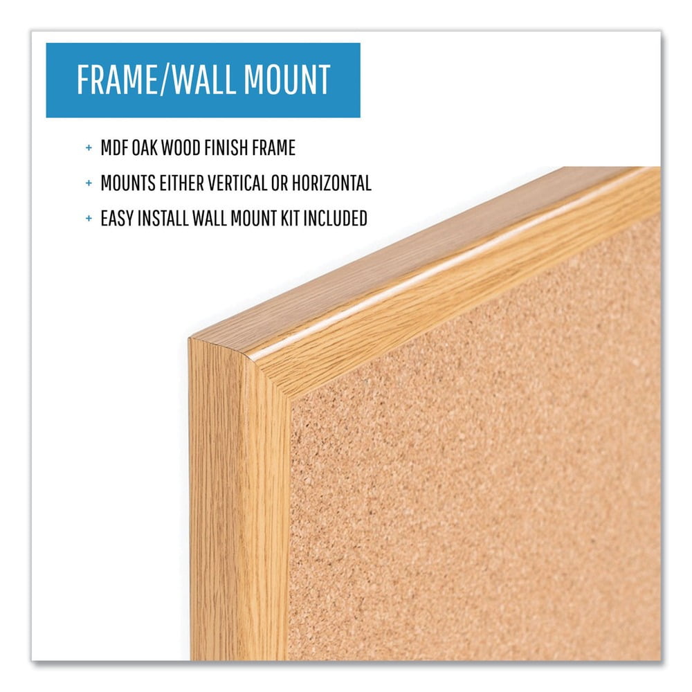 Cork Bulletin Board 35-13/32"W, Frame Color: Oak MC070014231