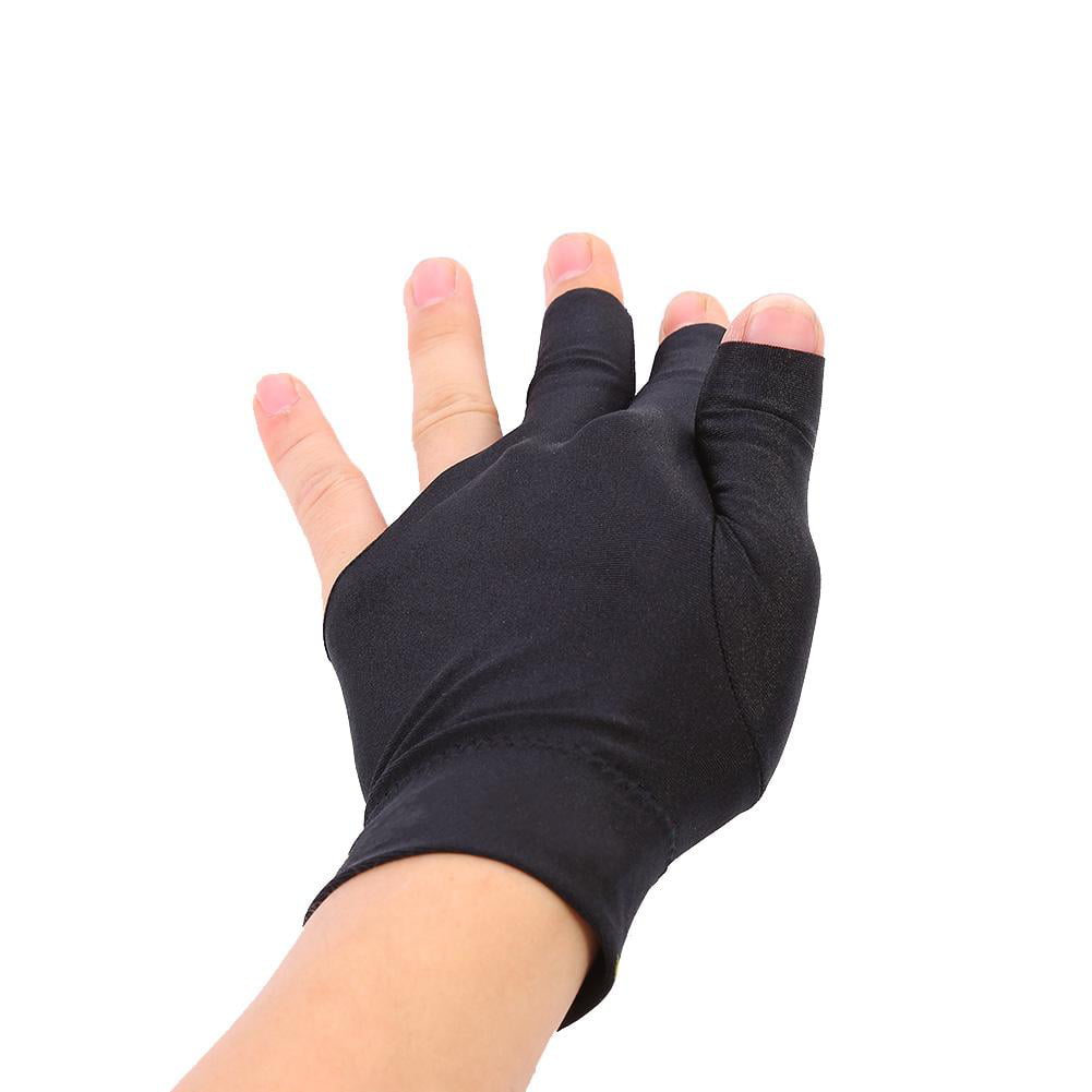 Black HEALLILY Elastic 3 Fingers Show Gloves for Billiard Shooters Carom Pool Snooker Cue Sport Wear on The Right or Left Hand Size M 