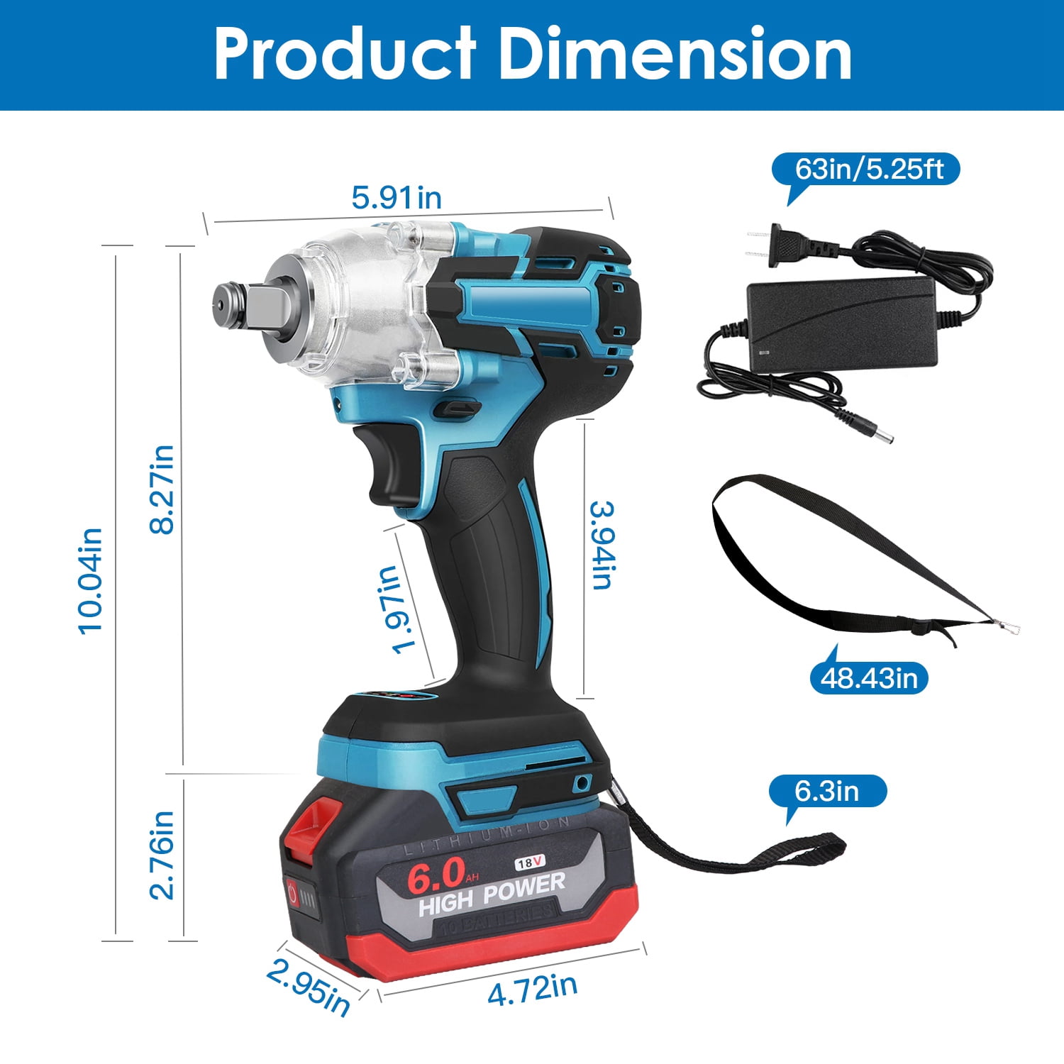1/2" Electric Cordless Impact Wrench TeqHome Brushless Impact Wrench with Max 3450RPM 2Pcs 6.0Ah Battery 3 Sockets Storage Case for Car Truck Repairing