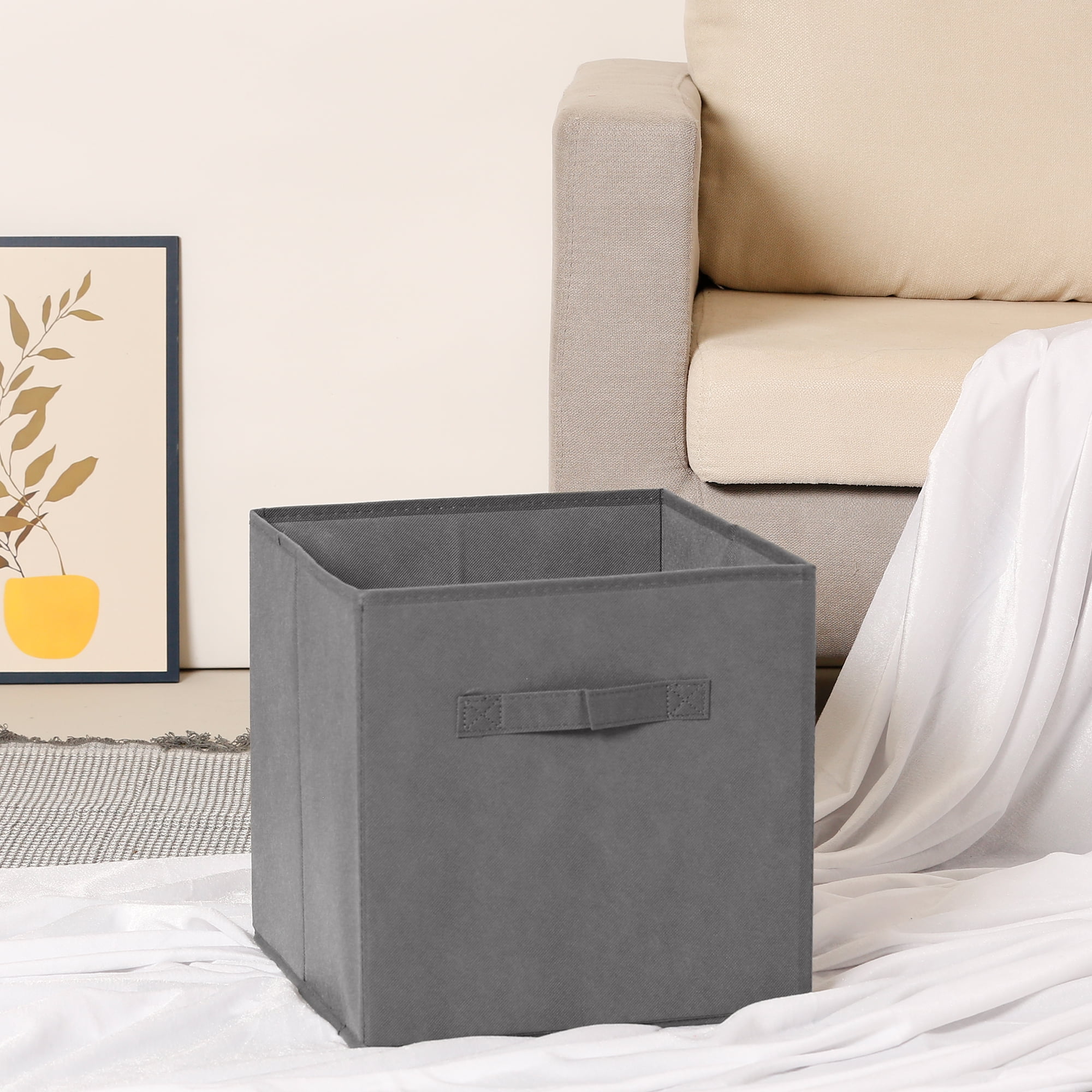 Unique Bargains Fabric Storage Cube Storage Bin Grey 12.2*12.2*12.2in