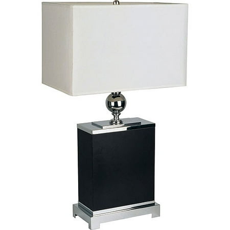 Ore International 25 Wooden Square Table Lamp Black