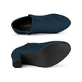 thumbnail image 4 of BLISSFUL STEP Women's Round Toe Block Heels Ankle Heel Boots Navy Blue 8.5, 4 of 6