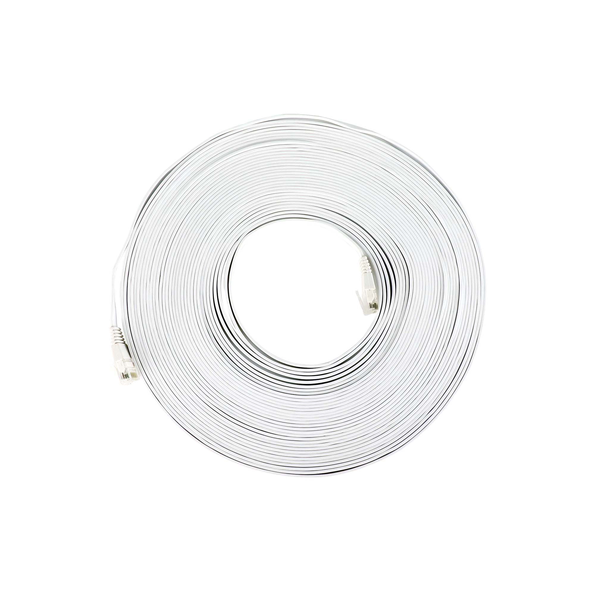 Onn. Câble réseau plat CAT6 de 15,25 m - Blanc Connecteurs universels RJ46