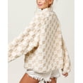 thumbnail image 2 of sicmoss Women's White Checkered Oversized Sherpa Jacket Fuzzy Warm Winter with Pockets, 2 of 6
