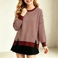 thumbnail image 5 of Girls Oversized Striped Pullover Sweatshirt Soft Crew Neck Long Sleeve Shirt with Pockets Casual Daily Wear for Girls 5-15Y, 5 of 8