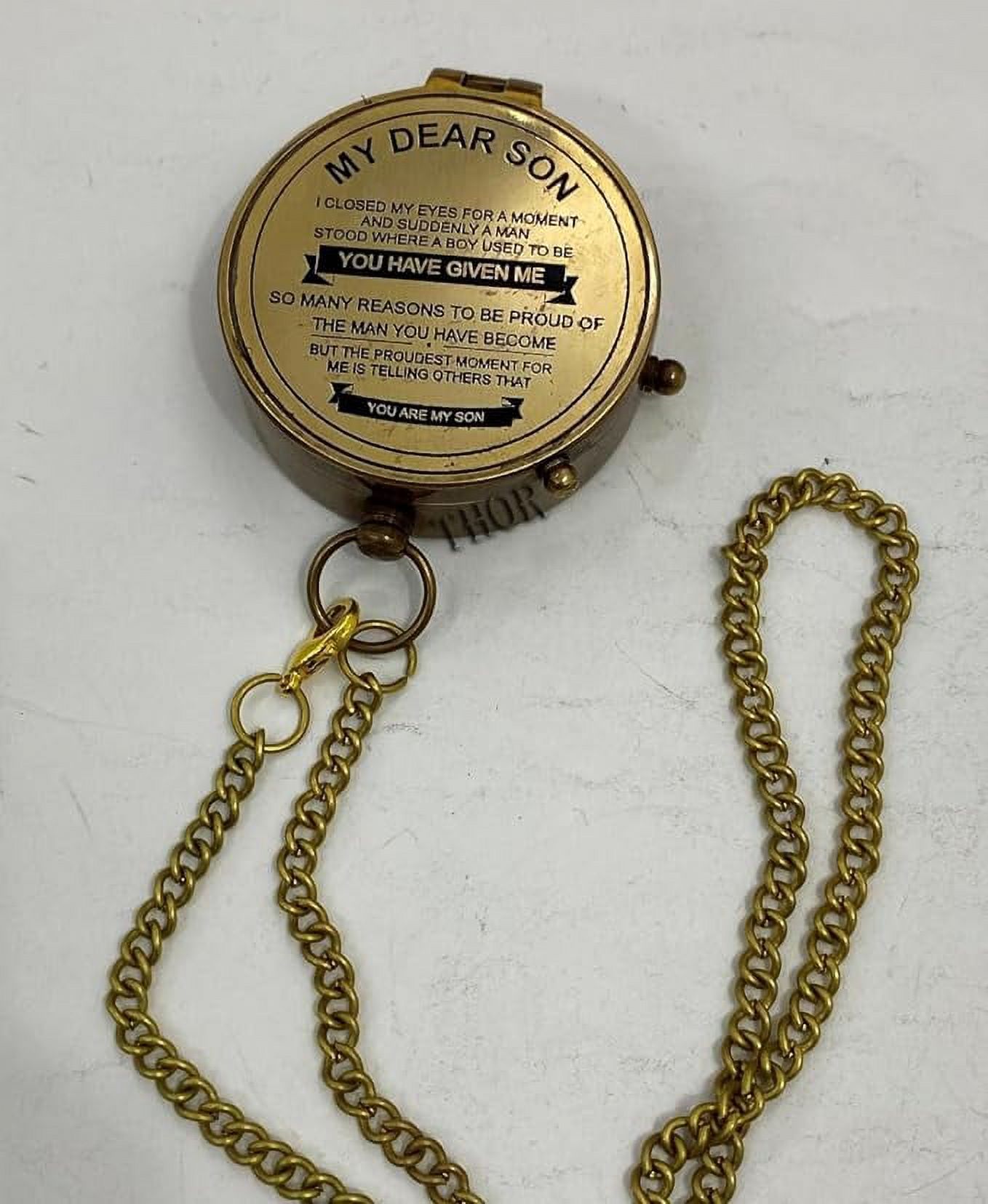 Engraved Compass My Dear Son Brass Compass Engraved Gifts for Men Antique for Men Romantic Gifts for Him/Her Keepsake Gifts for Son Compass Boating Compass Direction Pocket Compass Gift