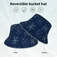 thumbnail image 5 of Gaeub Snowflake Dark Blue Printed Double Sided Reflective Bucket Hat Foldable Sun Hat for Camping Hiking Fishing, 5 of 9
