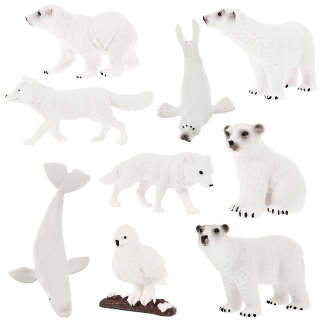 Polar Animal Figures Arctic Animal Statue for Decoration 9Pcs Pack
