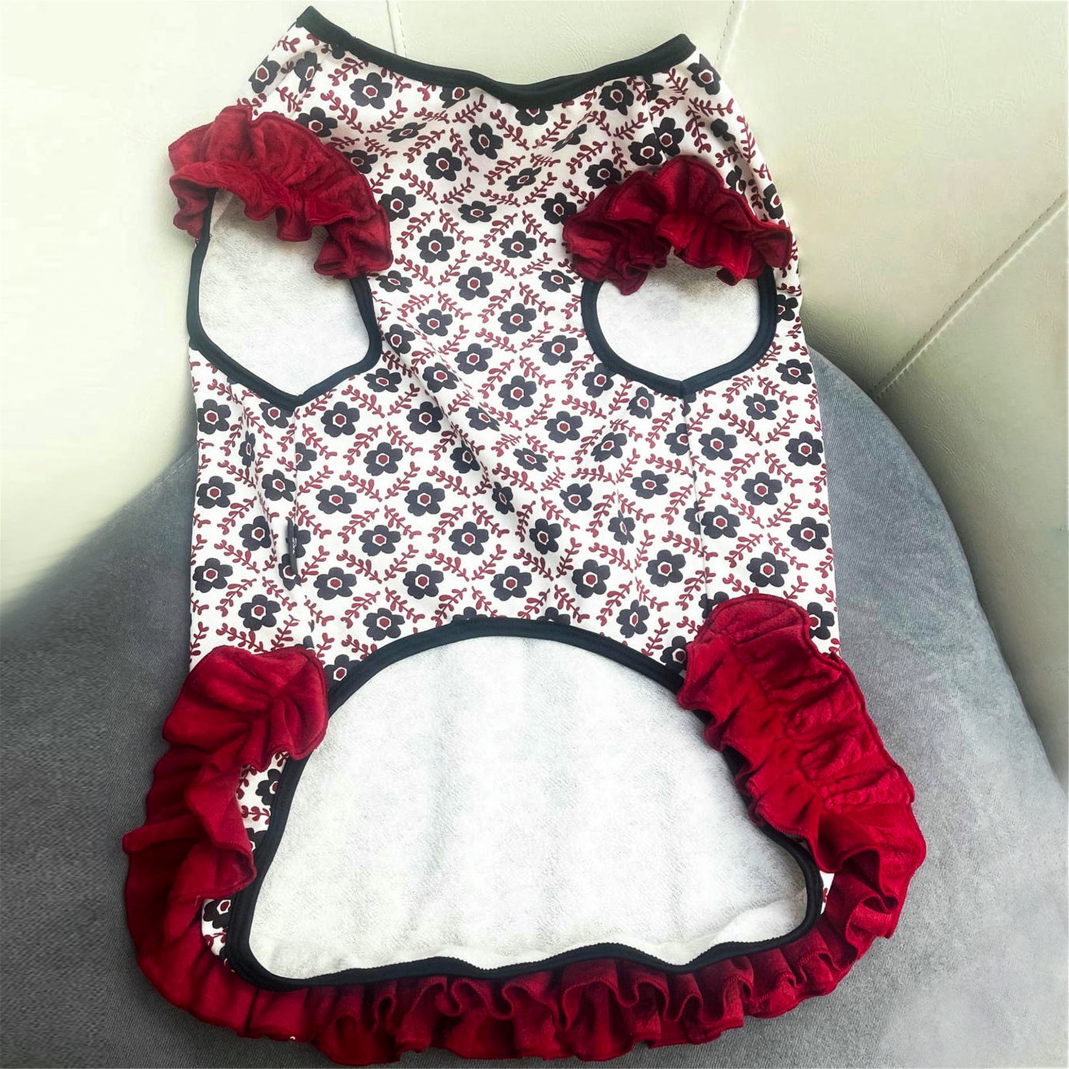 HQREA Floral Dog Dresses for Large Dogs Girl Elastic Spring Autumn Female Clothes Cute Birthday Party Princess Cake Tutu Skirt