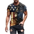 thumbnail image 2 of Blusas y camisas de manga corta y cuello redondo para hombre. Blusas de manga corta con cuello redondo y estampado del Día de la Independencia para hombre. Blusa para hombre., 2 of 5