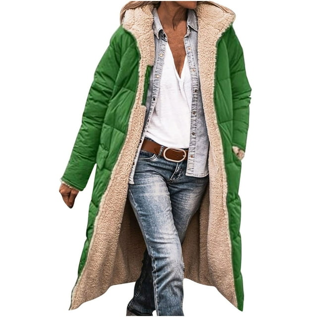 Manteau Long en Coton Réversible pour Femmes, d'Hiver, Décontracté, Ample, Mode, à Poches Colorées, à Fermeture Éclair