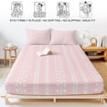 thumbnail image 5 of Cal.King Size Fitted Sheet Set - Spring Botancial 3 Piece Bedding Sets 16" Deep Pocket Fitted Sheet with 2 Pillowcases, Modern Rustic Minimalist Lines Pink Brushed Microfiber Hotel Luxury Bed Sheets, 5 of 9