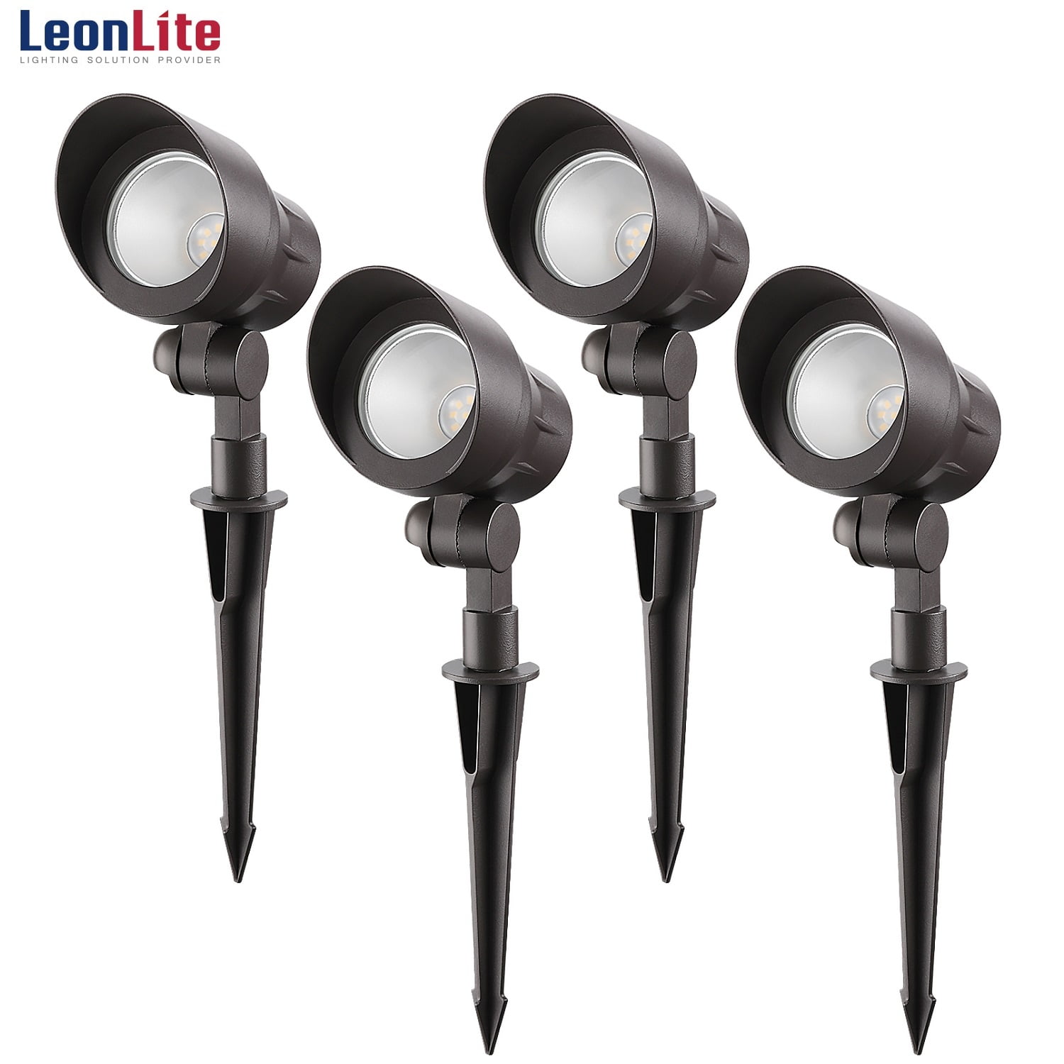 LEONLITE 12-Pack Low Voltage LED Landscape Spotlights - 3CCT Selectable 3000K/4000K/5000K With Wire Connectors