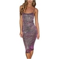 thumbnail image 1 of IROINNID Women's Sheath Dress Sleeveless Sling Sexy Sequin V-Neck Dress Solid Color Skinny Dress, 1 of 7