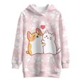 thumbnail image 4 of Psesaysky Cartoon Dog Kitty Print Girls Oversized Hoodies Fleece Pullover Sweatshirts Kids Fashion Hoodie Dress Casual Outfits Fall Winter Clothes for 5-6 Years, 4 of 7