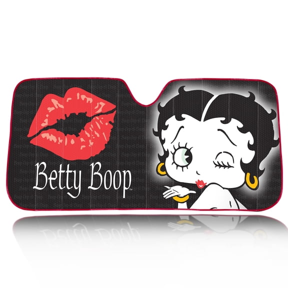 Plasticolor Betty Boop 58” x 27.5” Front Accordion Windshield Visor Universal Fit, 1 Pack