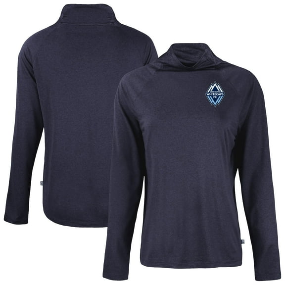 Women's-Cutter & Buck Navy Vancouver Whitecaps FC Coastline Epic Comfort Eco Recycled Funnel-Neck Top