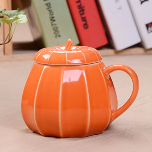 Teissuly Halloween Ceramic Mug With Lid, Pumpkin Cup, Household Water Cup, Coffee Cup (without Spoon) Teissuly WER202311210995