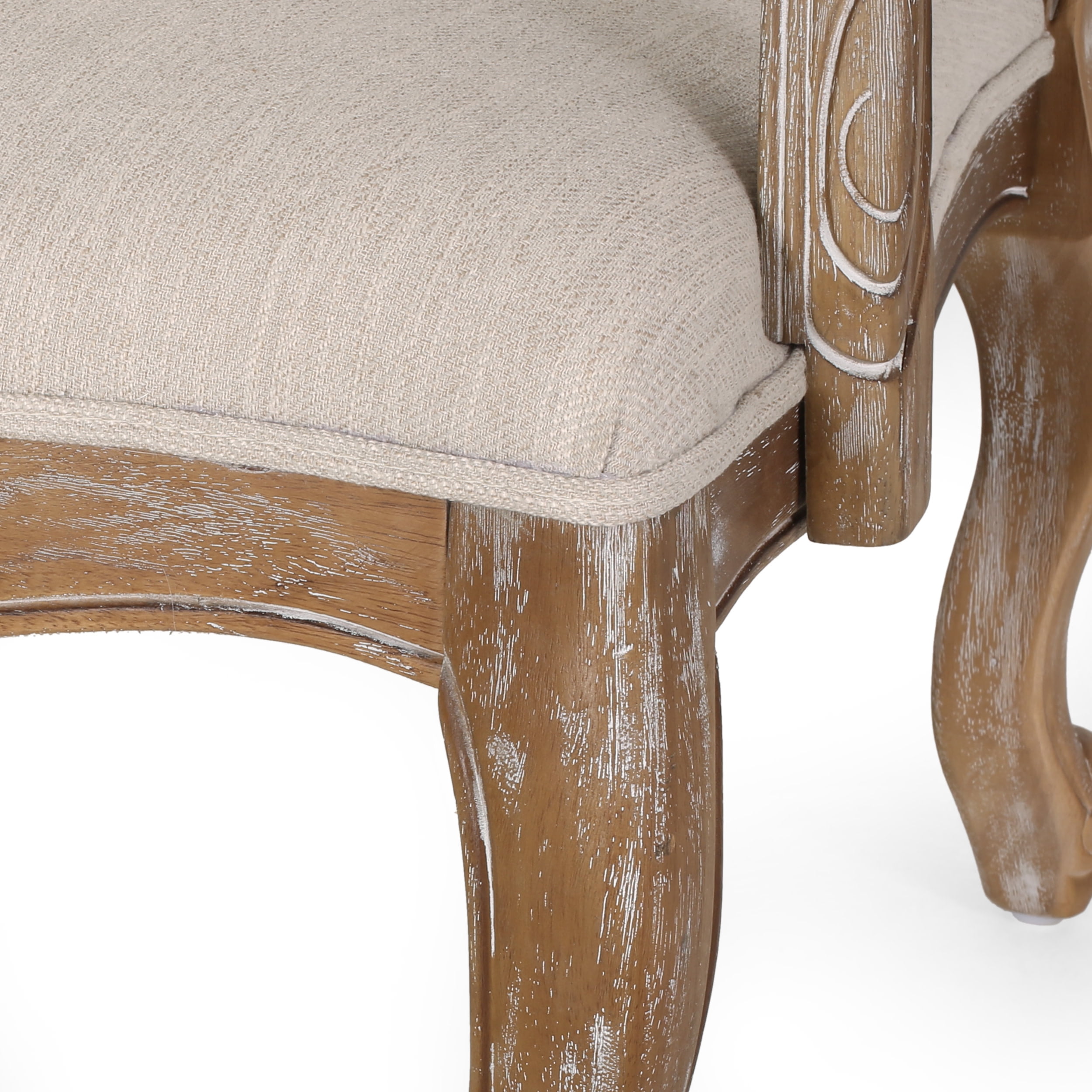 Noble House Ardene Fabric Upholstered Wood and Cane 5 Piece Circular Dining Set, Natural and Beige