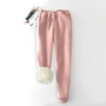 thumbnail image 2 of Women's Fashion Solid Color Sports Loose Thickened Thick Fleece Warm Pants for Winter Wear and Cozy Comfort,Pink,S, 2 of 4