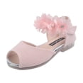 thumbnail image 3 of Viluyesy Girls Dance Shoes Solid Color Ballet Flats with Floral Embellishment and Crystal Accents, Soft Sole Princess Sandals for Spring & Summer Pink Size 11, 3 of 10
