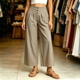 thumbnail image 3 of cocolona Womens Summer Casual Business Work Pants Elastic Waist Straight Wide Leg Pleated Pants with Pockets, 3 of 5