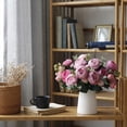 thumbnail image 4 of Deep Red Artificial Rose Bundle, Eucalyptus Sprigs, Faux Flowers in Vase, Wedding Centerpiece Table Decorations, Dining Room Table Decor, 4 of 6