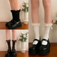 thumbnail image 4 of Milue 1 Pair of Frilly Socks Ballet Socks Ruffle Ankle Socks with Bows Lace Top Sock, 4 of 21