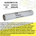thumbnail image 2 of Exell A136 Alkaline 9V 600mAh Battery Compatible with 6LR50, EN136A, PC136A, 2 of 3