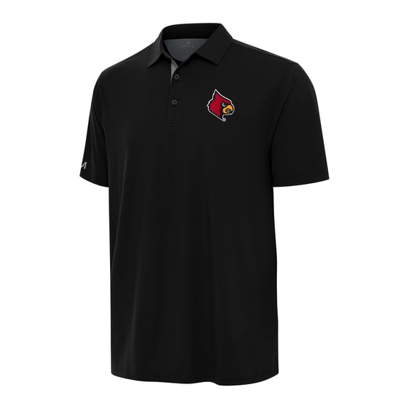 Men's Antigua Black/Gray Louisville Cardinals Era Polo