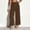 Brown, variant on Women's High-Waist Wide-Leg Dress Slacks, Polished Button Front and Tailored Pleated Waist for Formal Business Casual Outfits Gray S
