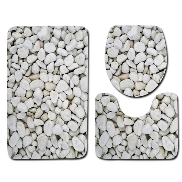 Juego de alfombras de baño con estampado de piedra 3D, alfombrillas de baño antideslizantes, alfombrillas decorativas para asiento de inodoro, alfombra 3 piezas seitruly JJ25267-01