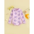 thumbnail image 2 of Suealasg Kids Girl One Piece Swimsuits Toddler Girl Long Sleeve Floral Shell Print Romper Swimwear Baby Girl Summer Bathing Suit Beachwear 0-3 Years, 2 of 9