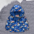 thumbnail image 2 of Coerni Baby Boys Windbreaker Hooded Jacket Kids Cute Waterproof Outwear Lightweight Print Raincoats Zip Up Button Down Coat, 2 of 9