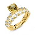 thumbnail image 2 of Gem Stone King 18K Yellow Gold Plated Silver Yellow Citrine and White Topaz Wedding Engagement Ring Band Bridal Set for Women (2.66 Cttw, Gemstone November Birthstone, Round 7MM, Size 6), 2 of 4