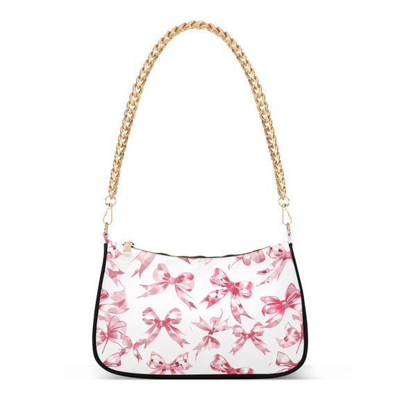 ALAZA Bows Pink Women's Chain Shoulder Bag Hobo Handbag Tote Crossbody Purse