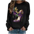 thumbnail image 2 of Xuyuer Women's Carnival Printed Long Sleeved Round Neck Mardi Gras Sweatshirt Carnival Outfits Women Carnival Sweatshirts Fat Tuesday Fashionable Pullover Tops, 2 of 6
