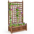 thumbnail image 1 of Costway Solid Wood Planter Box with Trellis Weather-Resistant Outdoor 25''x11''x48'', 1 of 10