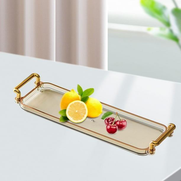 Bandeja nórdica para servir, bandeja para joyería con asas, exhibición de maquillaje de Perfume cosmético, plato de desayuno para el hogar, sala de Marrón claro BLESIY sirviendo a tay