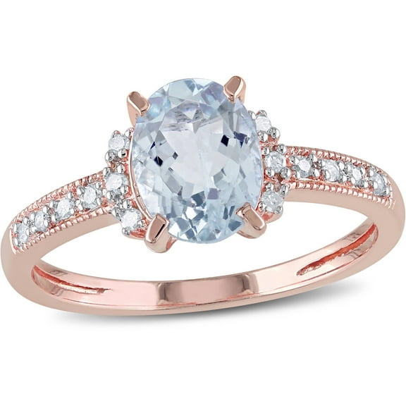 Everly Women's Aquamarine Rose Gold Plated Ring