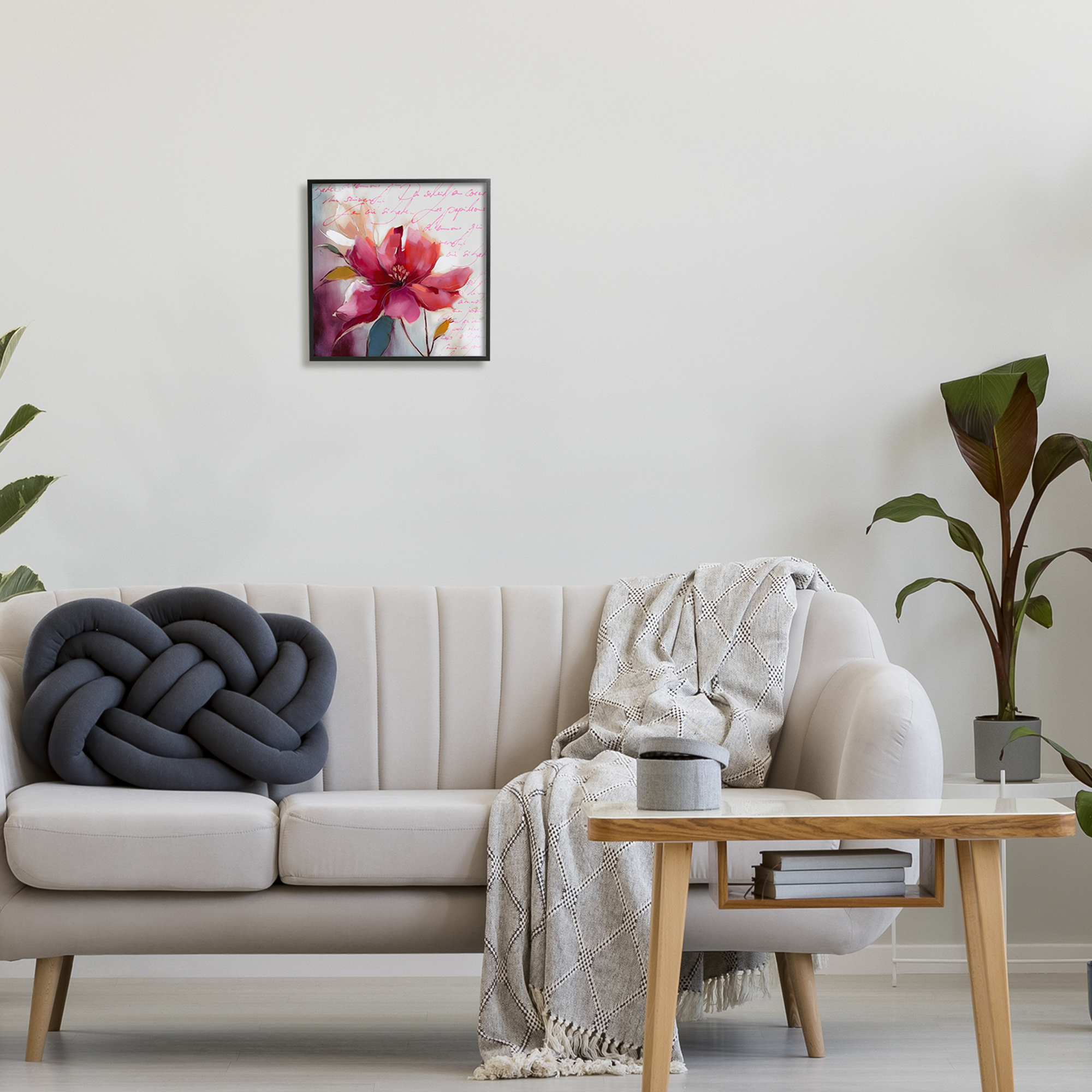 Stupell Industries Red Vintage Bloom Botanical & Floral Painting Black Framed Art Print Wall Art, 12 x 12