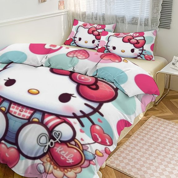 Cartoon Bedding Set HelloKitty 3-piece cotton bedding set
