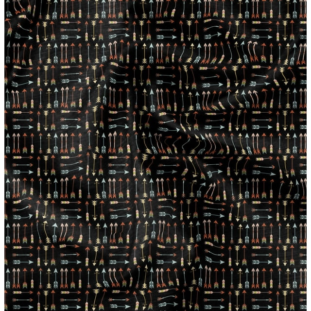 Soimoi Black Rayon Fabric Arrow Tribal Print Sewing Fabric Yard 42 Inch Wide