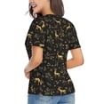 thumbnail image 3 of Honeii Christmas Gold Deers1 Print Women's Classic V-Neck T-Shirt,Womens Fashion Tops,Stylish Everyday Top for Women, Casual Summer Spring Outfits Clothes-Small, 3 of 5