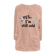 thumbnail image 3 of Fancifize Yes,I'm Still Cold Sweatshirt for Women Sherpa Long Pullover Top Crew Neck Fuzzy Fleece Outfits with Pockets, 3 of 4
