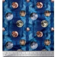 thumbnail image 1 of Soimoi Blue Heavy Canvas Fabric Moon & Planet Galaxy Print Fabric by Yard 58 Inch Wide, 1 of 3