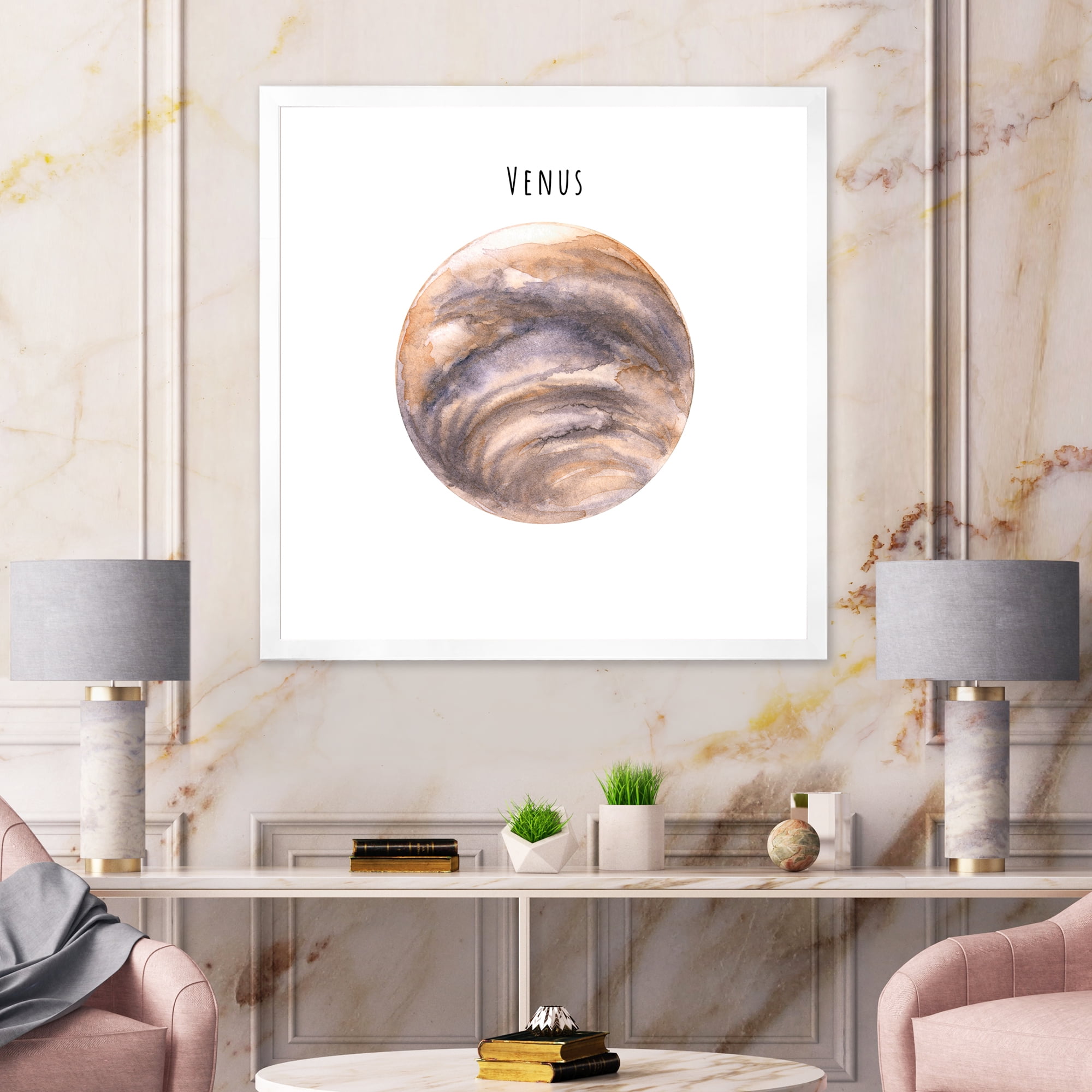 Designart 'Abstract Planet Venus' Bohemian & Eclectic Framed Art Print