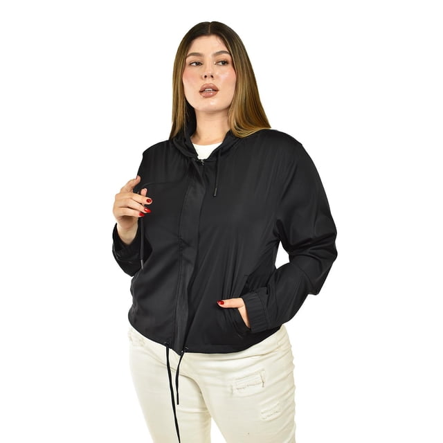 Chamarra deportiva con capucha Roman Fashion /Tallas Extras, 7372 (Negro) negro 40