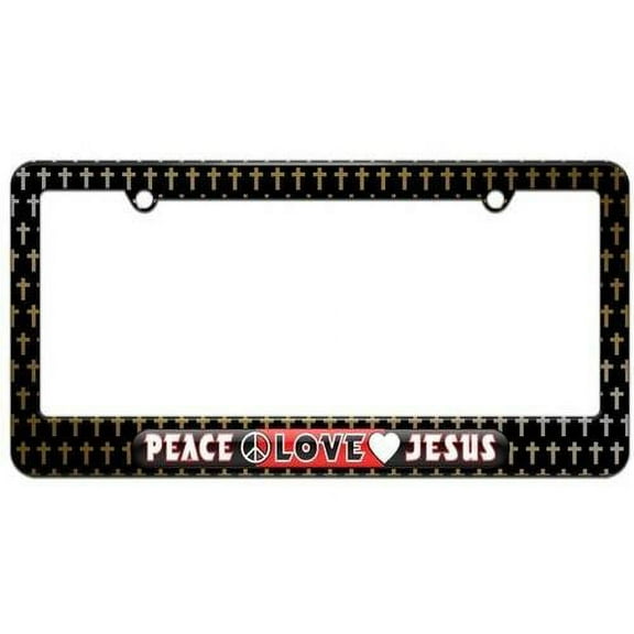 Peace Love Jesus License Plate Tag Frame, Christian Cross Design