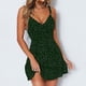 thumbnail image 3 of Minivestido de fiesta sexy con escote en V y lunares sin espalda para mujer, ropa de baile, disfraz con volantes y tirantes finos, 3 of 5